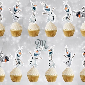 Olaf Frozen Cupcake Toppers, Birthday Party Cupcake Toppers