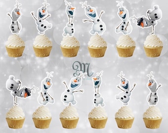 Olaf Frozen Cupcake Toppers: Birthday Party Decorations