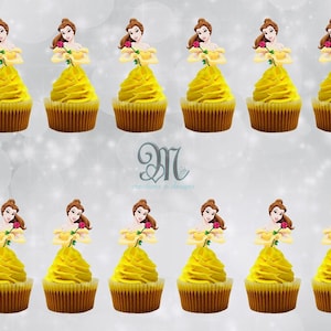Belle Princess Cupcake Toppers, Birthday Party Cupcake Toppers
