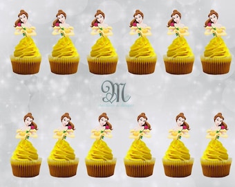 Belle Cupcake Toppers: Beauty and the Beast Party Decorations