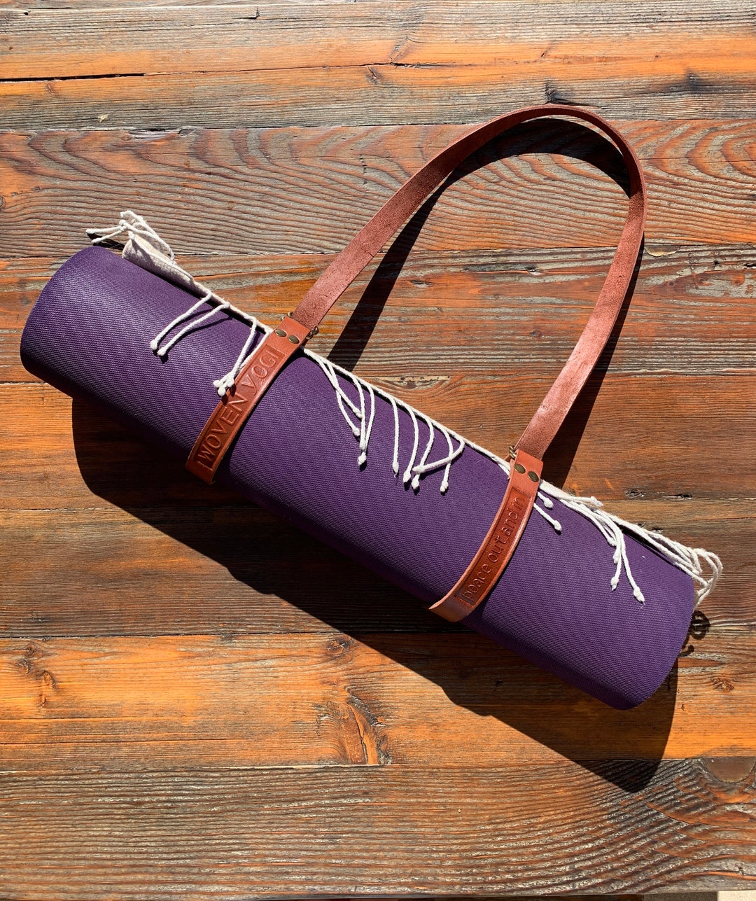 Leather Yoga Mat Strap Adjustable Handmade Durable Etsy