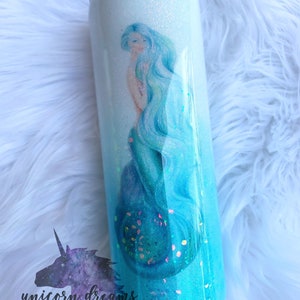 Blue & Green Mermaid Glitter Tumbler, Personalized image 5