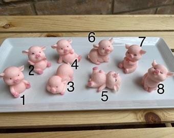 Little Pigs, Realistic Silly Pig Set, Pig Cabochons, dollhouse figurine, Tumbler topper pieces