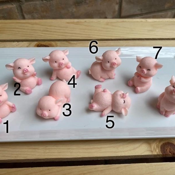 Little Pigs, Realistic Silly Pig Set, Pig Cabochons, dollhouse figurine, Tumbler topper pieces