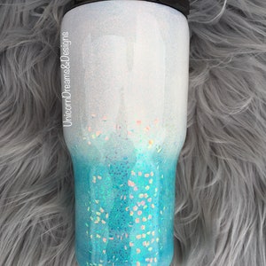 Blue & Green Mermaid Glitter Tumbler, Personalized image 2