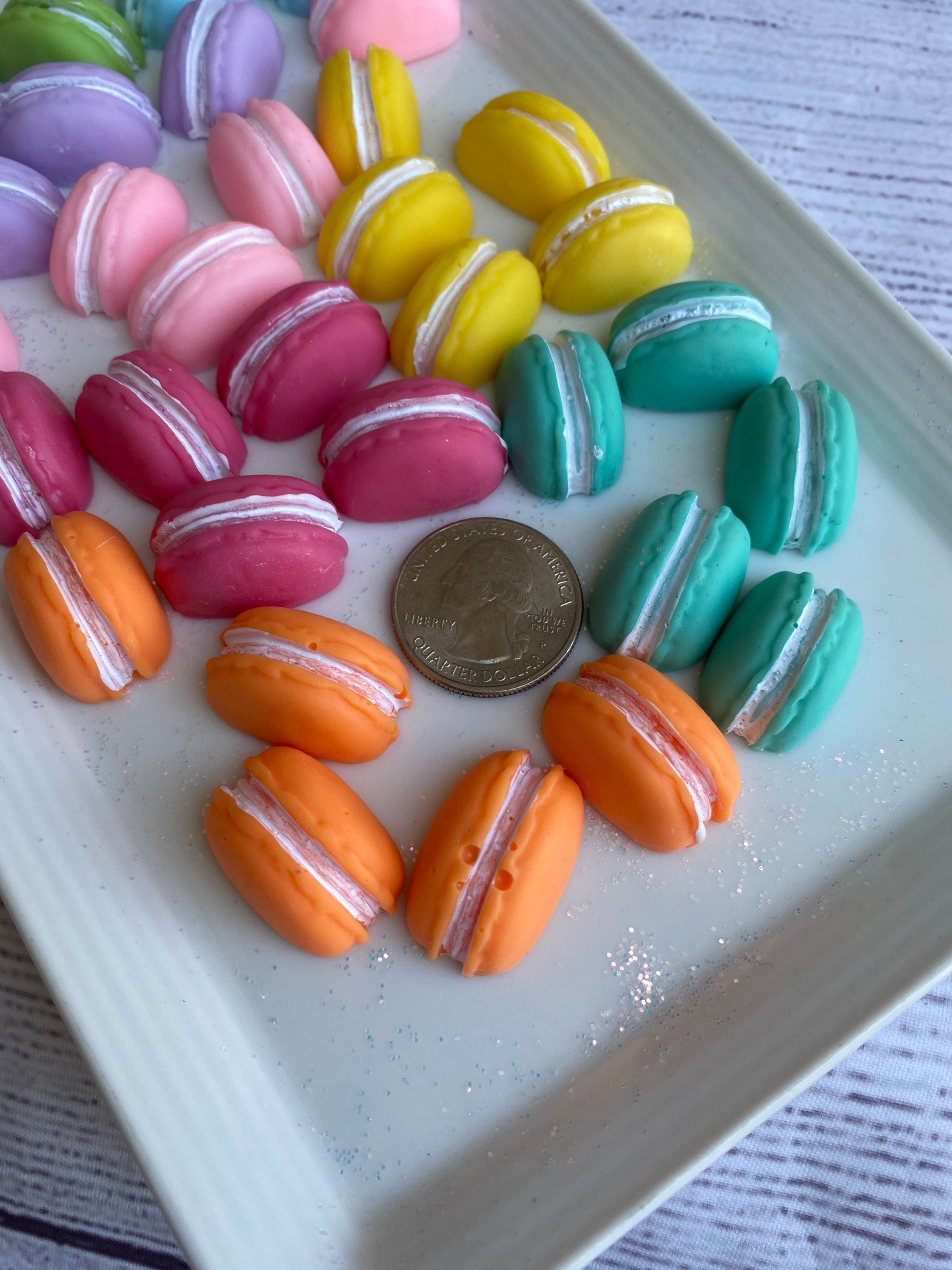 Faux Food, Realistic Macaroon Pieces Wedges Slices, Cabochons, dollhouse, Artificial Macaroons, fake Cookies, Dessert