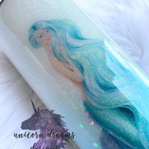 Blue & Green Mermaid Glitter Tumbler, Personalized image 6