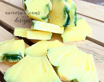 Faux Fruit, Realistic Resin Pineapple Pieces Wedges Slices, Cabochons, dollhouse, Artificial Pineapple
