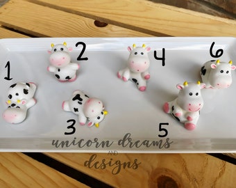 Cow Cabochons: Realistic Farm Animal Figurines, Tumbler Topper Pieces