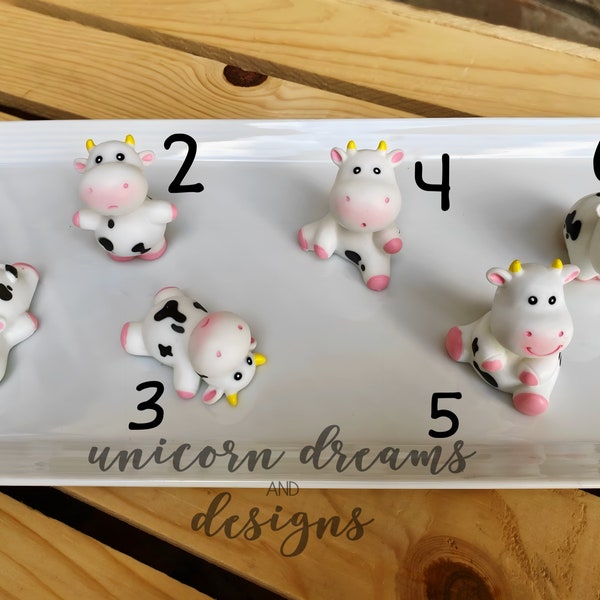 Little Cows, Realistic Silly Cow Set, Cow Cabochons, dollhouse figurine, Tumbler topper pieces, Pretend Farm Animals