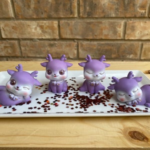 Reno navideño, juego de ciervo morado divertido, cabujones de animales, figura de casa de muñecas, piezas de adorno para vasos