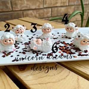 Resin Sheep Cabochons: Dollhouse Figurines, Tumbler Toppers