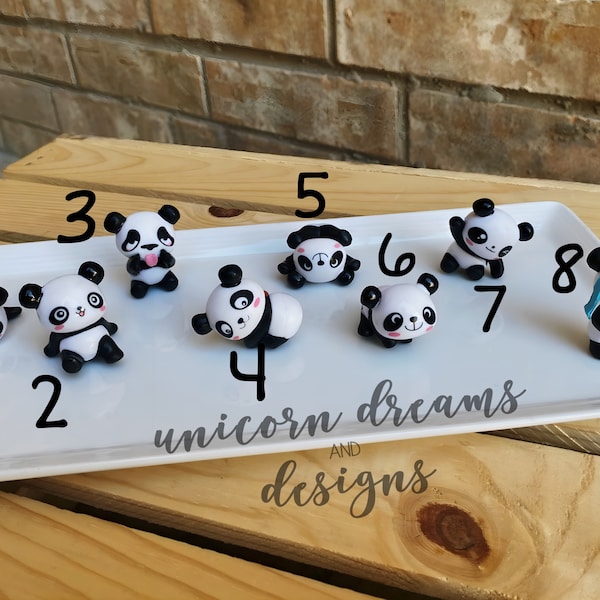 Little Chibi Panda, Realistic Silly Panda Set, Chibi Cabochons, dollhouse figurine, Tumbler topper pieces, Panda Animal Pieces