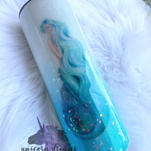 Blue & Green Mermaid Glitter Tumbler, Personalized image 3