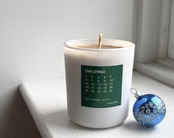 Beeswax Advent Candle - Christmas - White Jar Candle - 9 oz. //  Beeswax Candle - Christmas, Advent, Candle - 60+ hour burn time