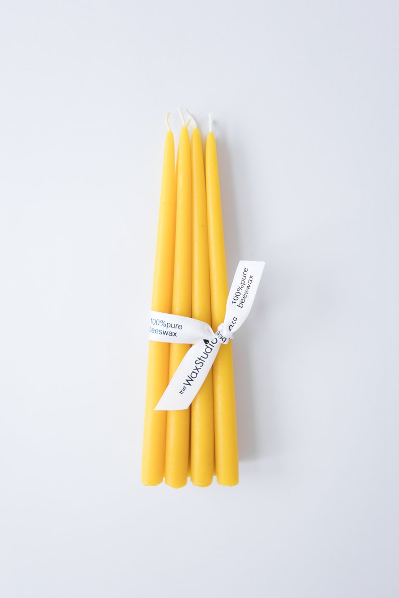 Half-inch Beeswax Slim Taper Candles SET of 6 / Yellow Beeswax, Candles // for Vintage Midcentury Modern Holders, Tapers, Beeswax Candles image 2