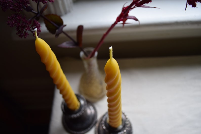 Beeswax Twisted Taper Candles Pair of 2 // Tapers Twist Etsy