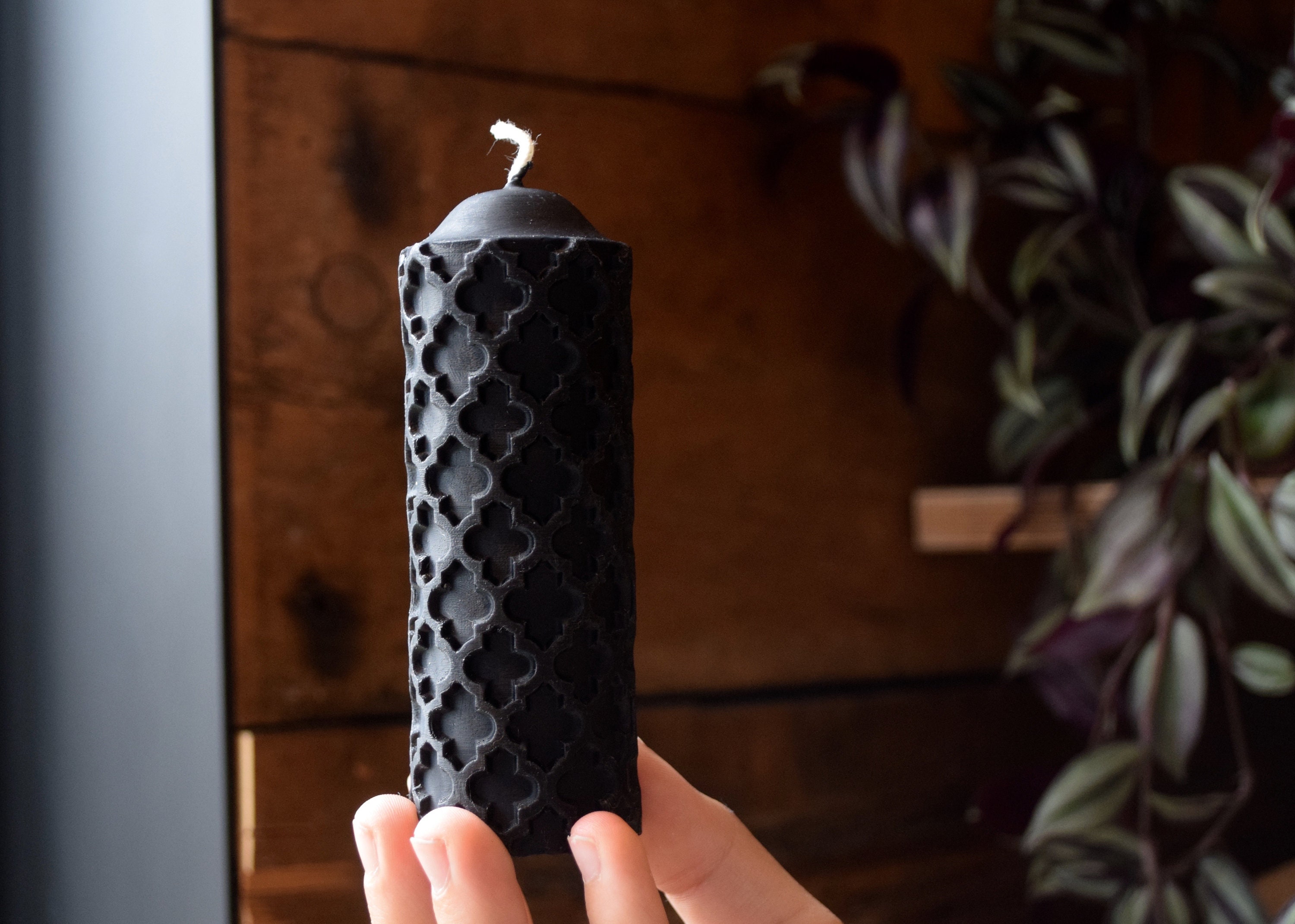 Black Beeswax Candle Charcoal Beeswax One Beeswax Candle Etsy