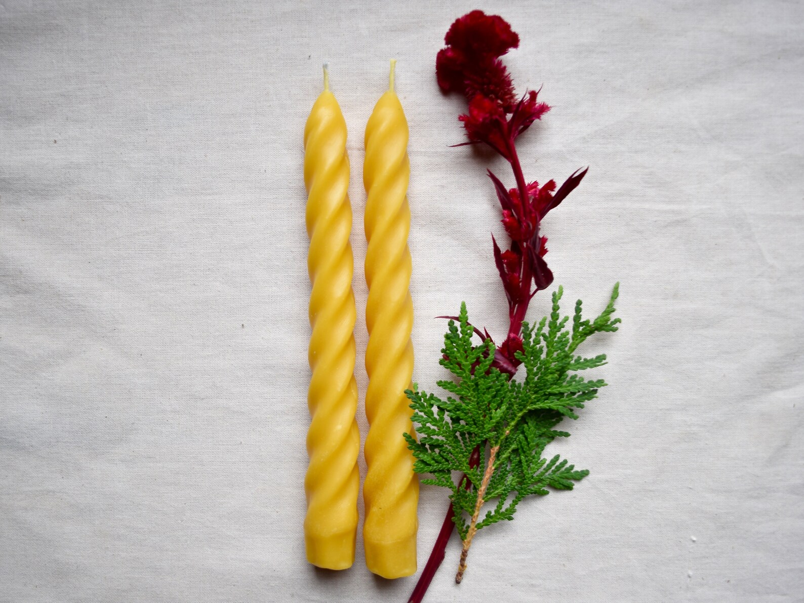 Beeswax Twisted Taper Candles Pair of 2 // Tapers Twist Etsy