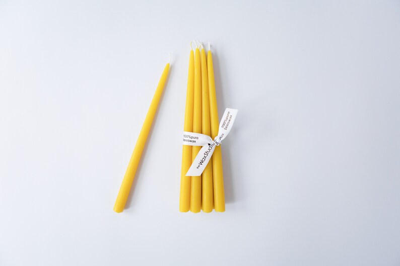 Half-inch Beeswax Slim Taper Candles SET of 6 / Yellow Beeswax, Candles // for Vintage Midcentury Modern Holders, Tapers, Beeswax Candles image 3