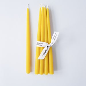 Half-inch Beeswax Slim Taper Candles SET of 6 / Yellow Beeswax, Candles // for Vintage Midcentury Modern Holders, Tapers, Beeswax Candles image 5