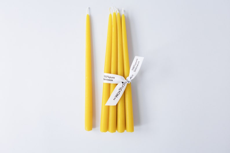 Half-inch Beeswax Slim Taper Candles SET of 6 / Yellow Beeswax, Candles // for Vintage Midcentury Modern Holders, Tapers, Beeswax Candles image 5