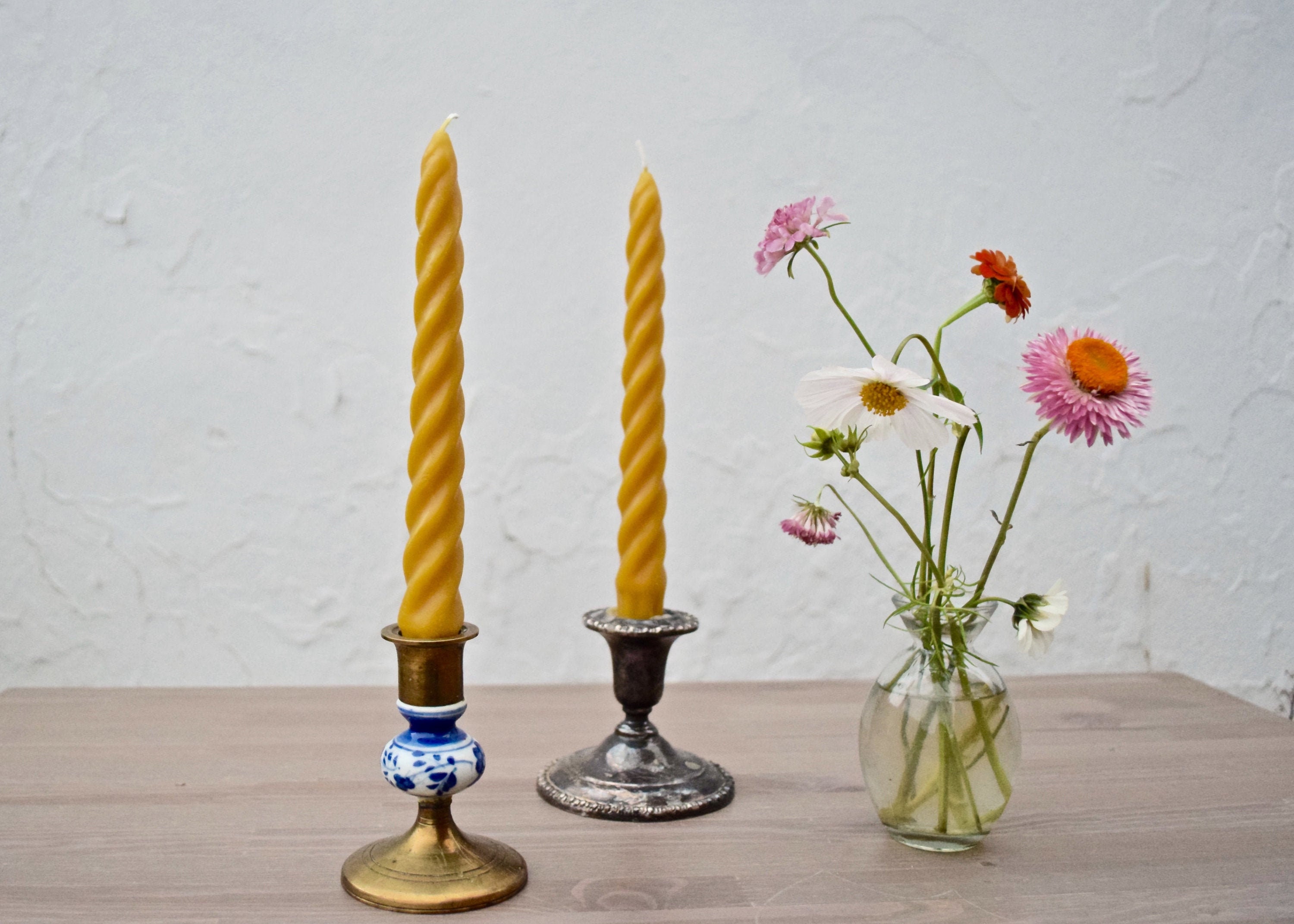 Beeswax Twisted Taper Candles Pair of 2 // Tapers Twist Etsy