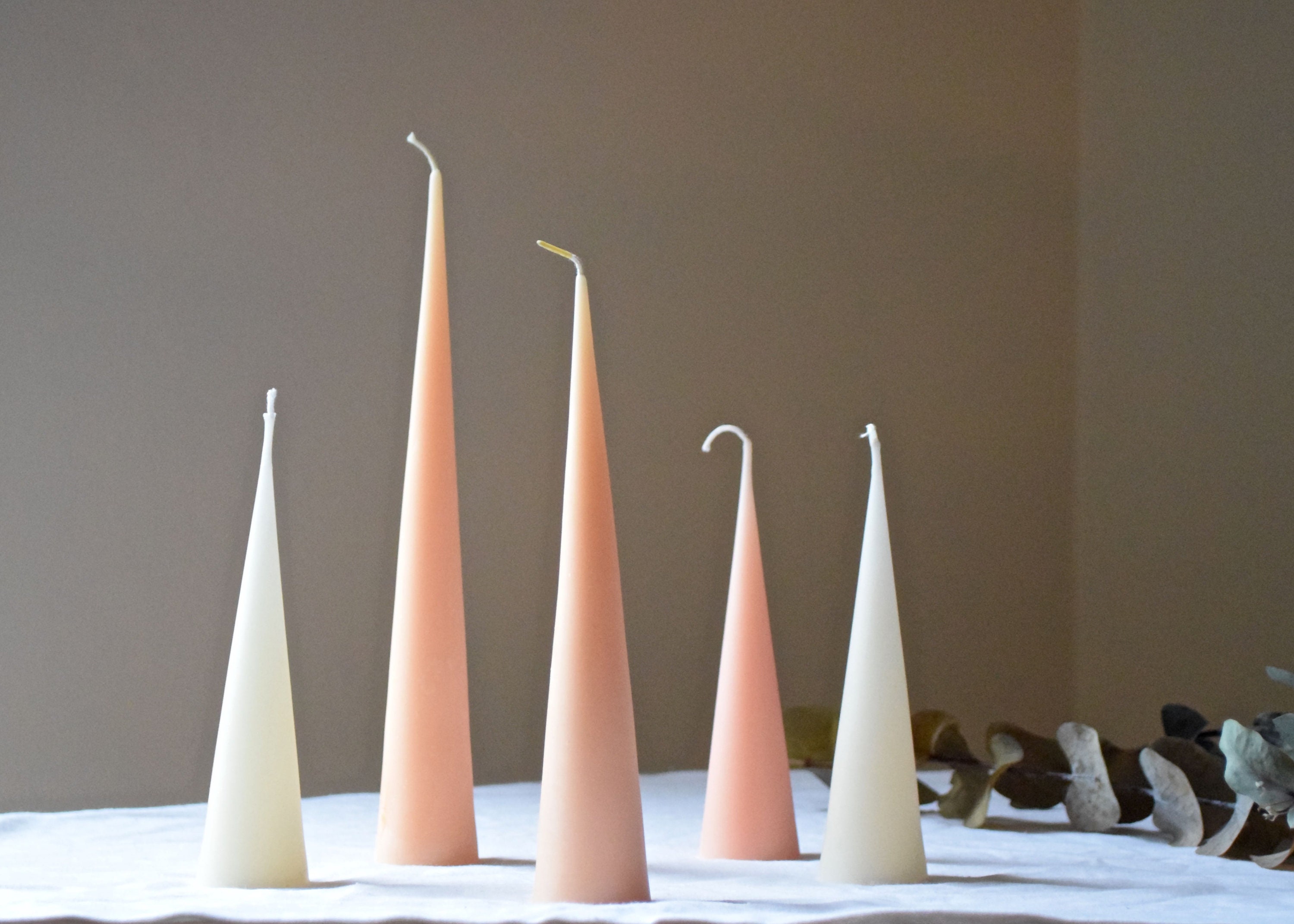 Blush Pink Beeswax Candle Cone Pillar // One Candle Beeswax Etsy Canada