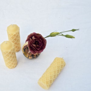 Beeswax Candle Cream Colored Beeswax One Beeswax Candle, Textured Pillar // Candle, Beeswax, Pillar Candle, Eco Friendly image 3