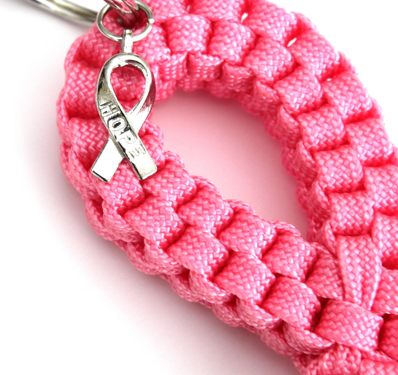 Awareness Ribbon Paracord Keychain With Hope Charm Breast Etsy