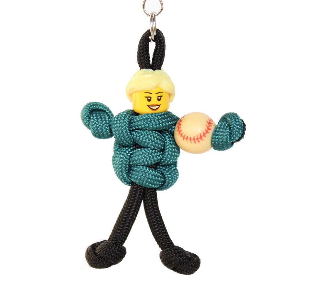 Softball Player Paracord Keychain, Zipper Pull, Softball Player Gifts