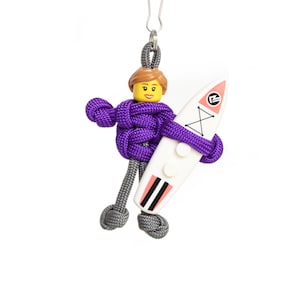 Paddleboarder with Paddle Board Keychain, Zipper Pull, Paddle Board Gear Bag Charm, Backpack Charm, Paracord Buddy, Backpack Accessories