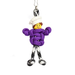 Llavero de paracord de chef, tirador de cremallera, regalos para chefs, regalos para panaderos, dije para bolso de chef, accesorios para mochilas, compañero de paracord