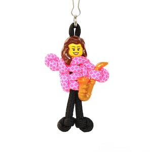 Llavero paracord saxofón, tiro con cremallera, regalos para saxofones, encanto para funda de saxofón, accesorios para mochila, paracord buddy
