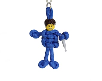 Male Nurse in Blue Scrubs/Uniform Keychain, Zipper Pull, ID Badge Charm - Gifts for Nurses, Nurse Graduation Gifts