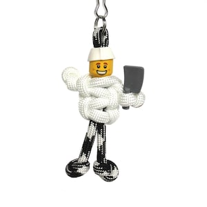 Carnicero con llavero Cleaver Paracord, tiro con cremallera, regalos para carniceros, amuletos de mochila, accesorios para mochila, amigo paracord
