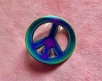 Rainbow Metal Peace Sign Pin - 1.3" Plexiglass | Mr. Pins