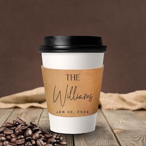 Maniche per tazze da caffè in carta per matrimonio, manica per tazza personalizzata, maniche per tazze da caffè in carta per matrimonio, manica per tazze da caffè in carta personalizzata come bomboniera per matrimonio (139)