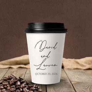 Bicchieri di carta per caffè per matrimoni, bomboniere personalizzate per tazze di carta per caffè, tazze di caffè per matrimoni, tazze di carta personalizzate come bomboniere per matrimoni (144)
