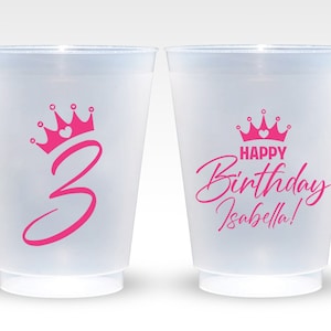 3rd Birthday Frosted Cups, Personalized Birthday Frosted Cups, Frosted Cups as Birthday Favors, Customized Frosted Cups for Birthdays (32)