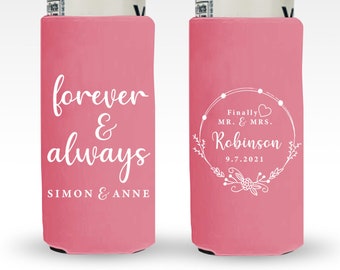 Personalized Favor Thin Can Coolers, Thin Can Cooler Wedding Favors, Personalized Wedding Slim Can Coolers, Custom Wedding Coolie Favors (3)