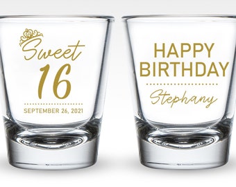 Personalized Birthday Shot Glass, Personalized Shot Glasses for Birthdays, Shot Glasses as Birthday Favors, 16th Birthday Shot Glasses (42)