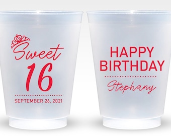 Custom Birthday Frosted Cups, 16th Birthday Frosted Cups, Frosted Cups as Birthday Favors, Personalized Frosted Cups, Customized Cups (42)