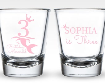 Birthday Mermaid Shot Glasses, 3rd Birthday Shot Glasses, Personalized Birthday Shot Glasses, Shot Glass Birthday Favors, Custom Favors (39)