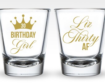 Birthday Girl Shot Glasses, 30th Birthday Shot Glasses, 30th Birthday Shot Glass Favors, Personalized Shot Glasses, Custom Shot Glasses (33)