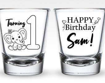 Turning 1 Birthday Shot Glasses, 1st Birthday Shot Glasses, Personalized Shot Glasses for Birthdays, Custom Shot Glass Birthday Favors (41)