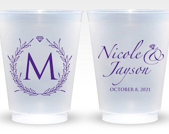 Wedding Frosted Cups, Custom Wedding Frosted Cups, Personalized Wedding Frosted Cups, Frosted Cup Wedding Favors, Customized Cup Favors (5)