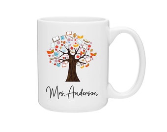 Tazas personalizadas, taza de agradecimiento para profesores, taza de café de agradecimiento para profesores, taza de café con nombre personalizado, lindo regalo de fin de año para profesores (136)