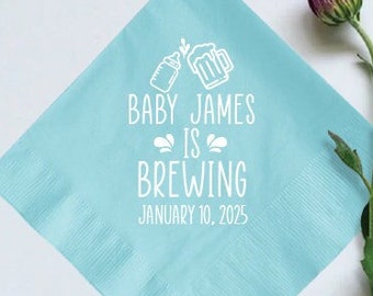 Personalized Paper Napkin, Baby Shower Napkin Favors Personalized Gender Reveal Paper Napkin, Custom Baby Shower Cocktail Napkins (163)