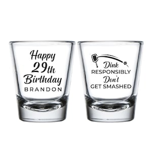 Happy 29th Birthday Shot Glasses, Personalized Birthday Shot Glass Favors, Table Tennis Shot Glass, Drink Responsibly Dont Get Smashed (293)
